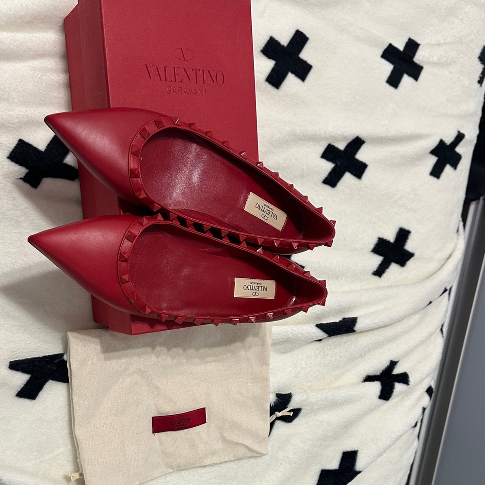 Valentino Garavani Red Studded Flats
